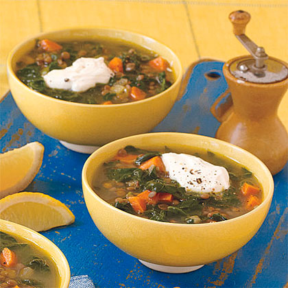 Lemony Lentil Soup with Spinach