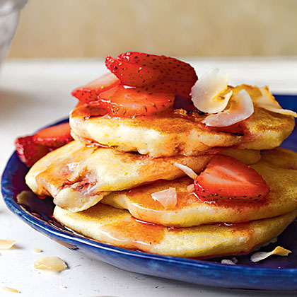 Toasted Coconut-Strawberry Pancakes