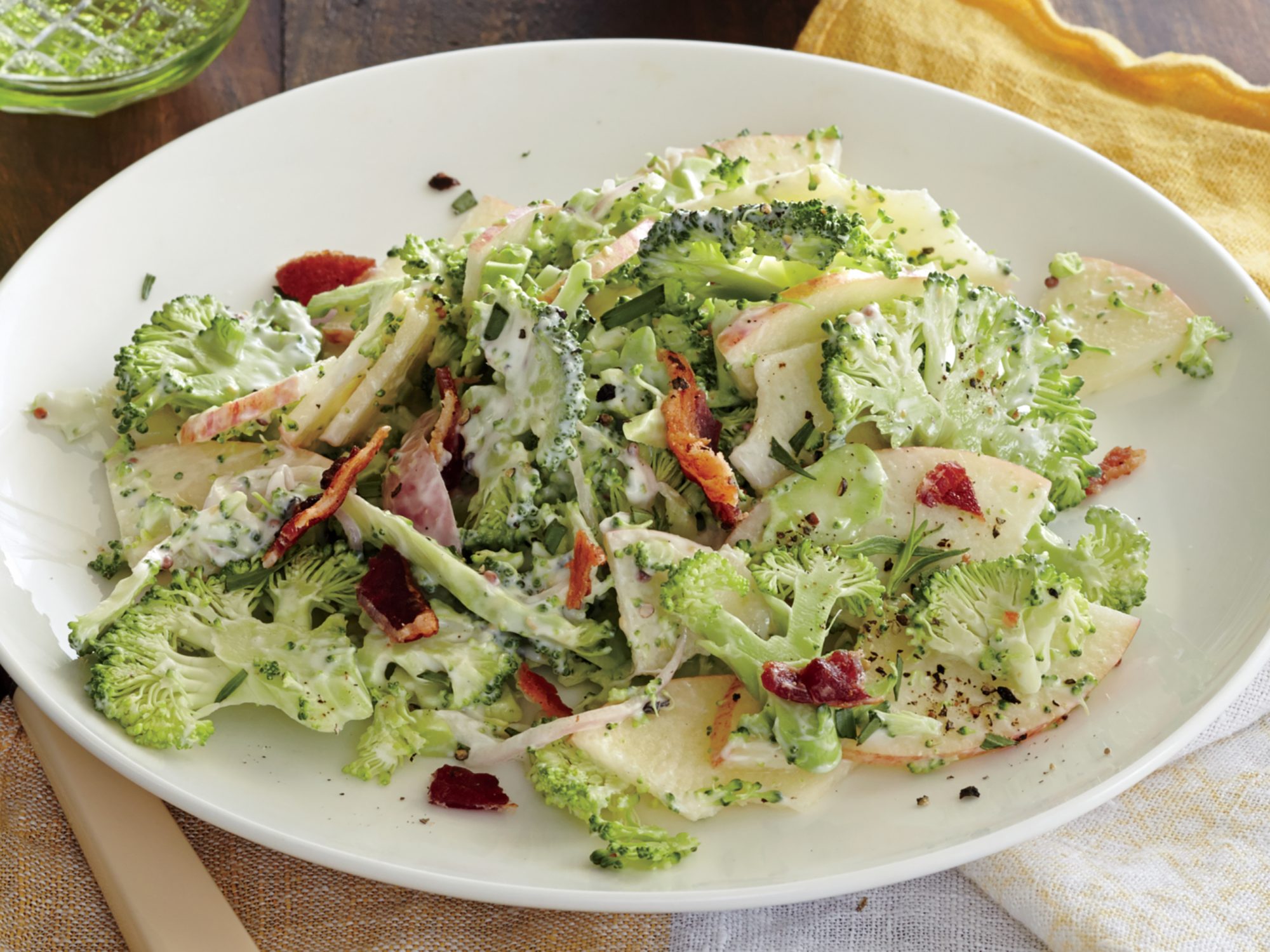 Shaved Broccoli-Apple Salad with Tarragon Dressing and Bacon