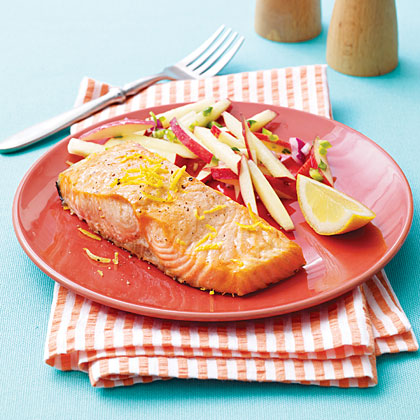 Grilled Salmon with Apple-Chipotle Slaw 