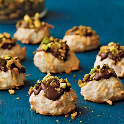 Coconut Macaroons with Bittersweet Chocolate and Pistachios