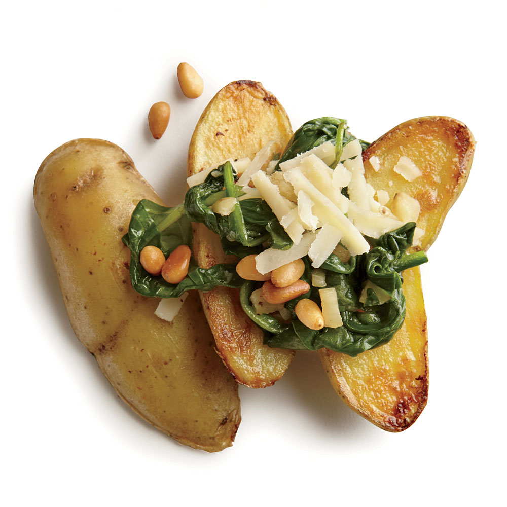Pan-Seared Potatoes with Spinach and Garlic