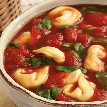 Tomato Soup with Spinach and Tortellini 