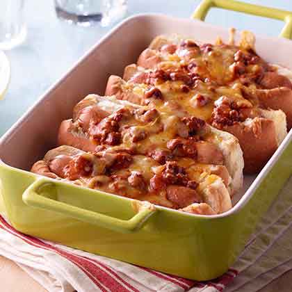 Baked Chili Hot Dogs 