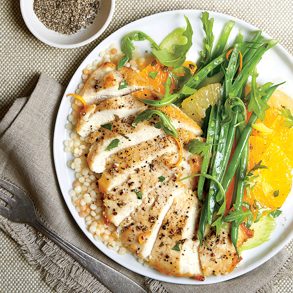 Chicken Paillard with Citrus Salad and Couscous