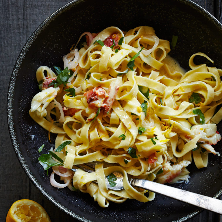 Crab Pasta with Prosecco and Meyer Lemon Sauce