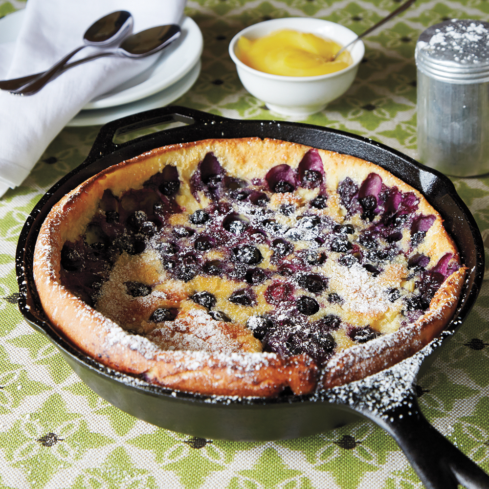 Blueberry Dutch Baby with Lemon Curd
