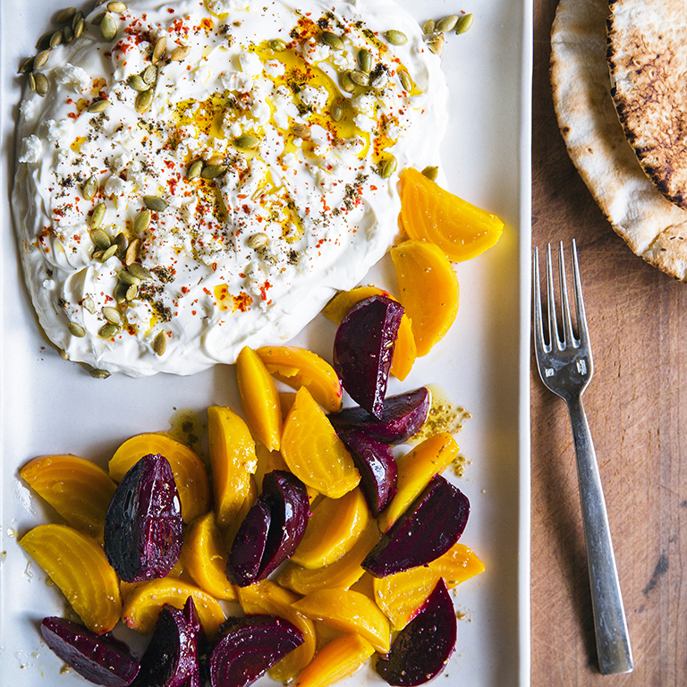 Yogurt Cheese with Roasted Beets and Feta