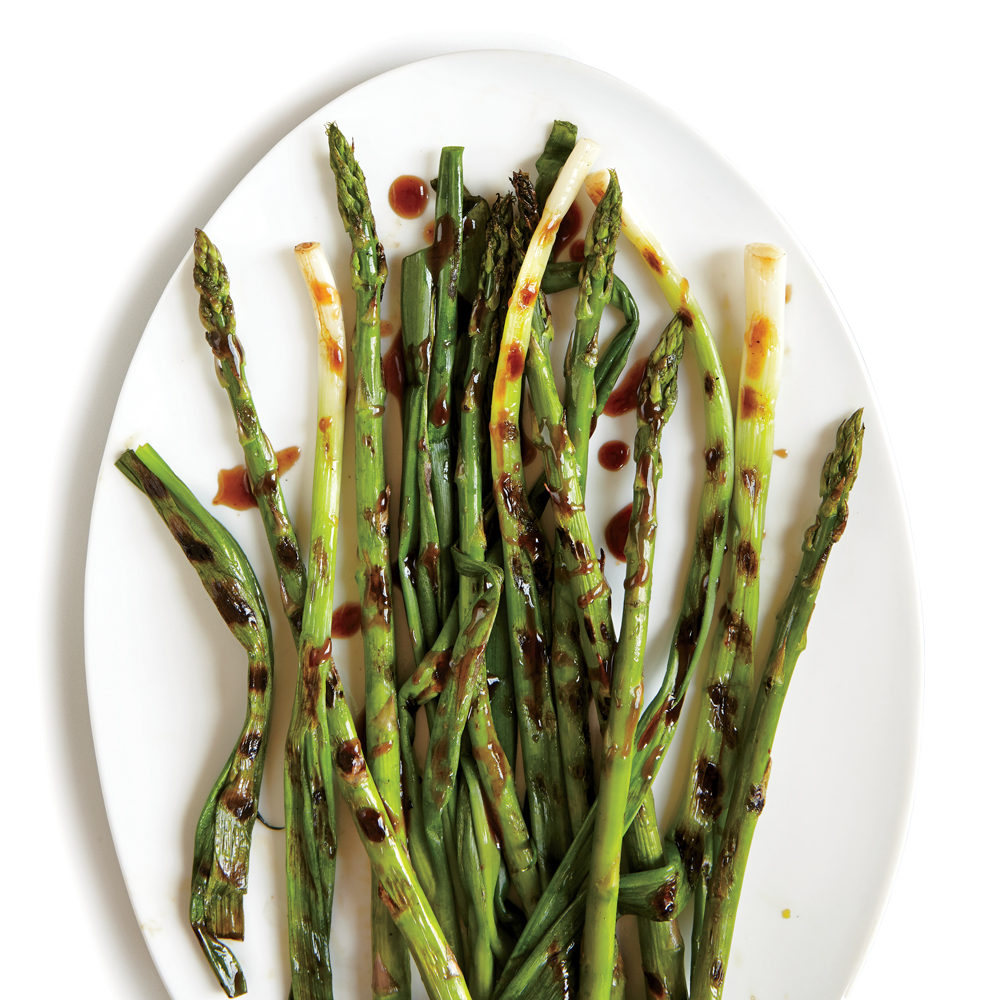Grilled Green Onions with Spicy Asparagus and Hoisin