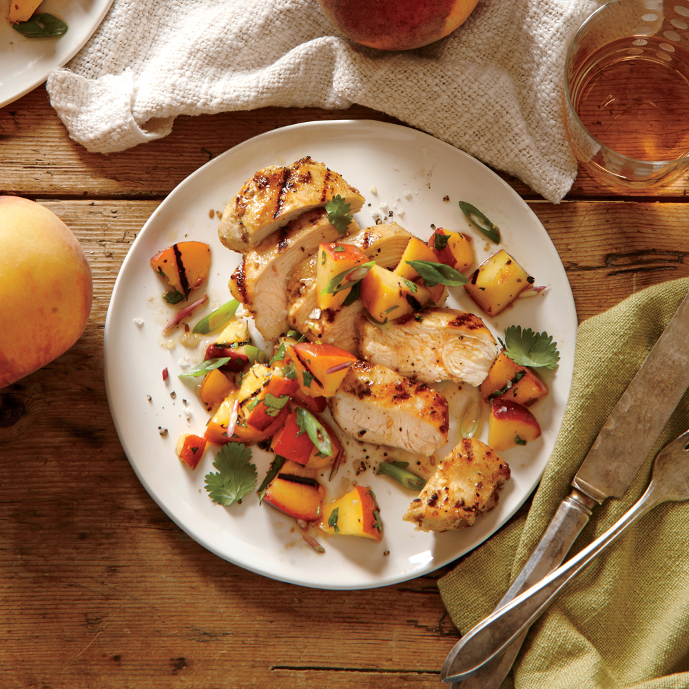 Spiced Chicken with Grilled Peach Salsa