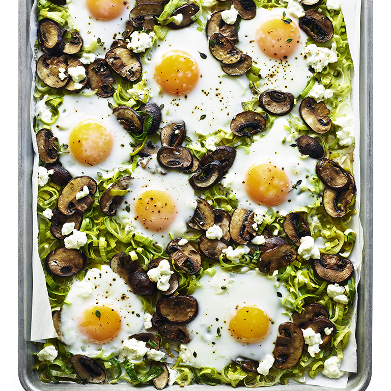 Baked Eggs with Leeks and Mushrooms