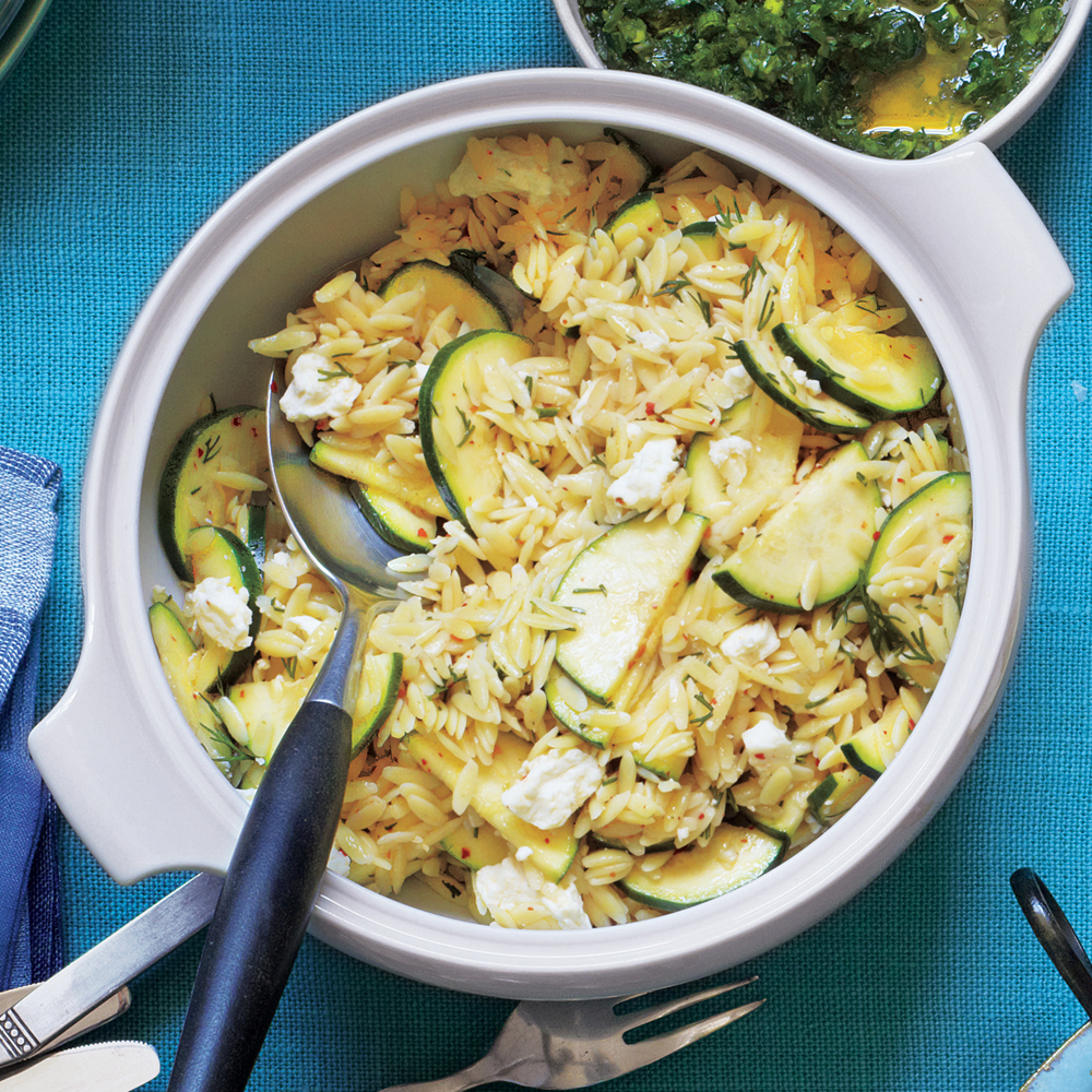 Orzo Salad with Zucchini and Feta