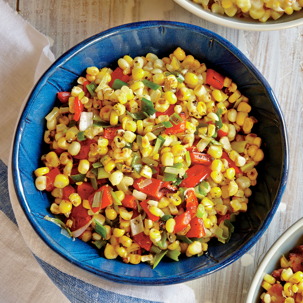 Fresh Corn Saut&eacute; with Red Pepper and Onions