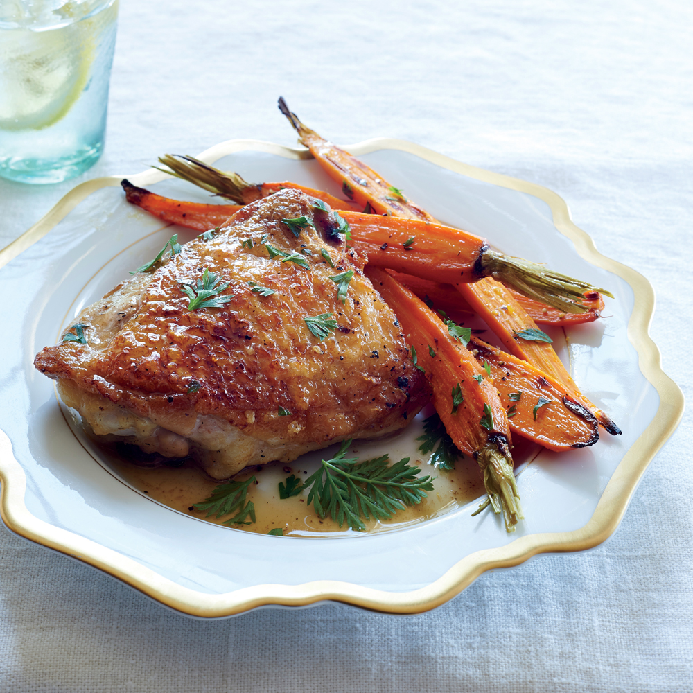 Meltingly Tender Chicken with Miso, Ginger, and Carrots