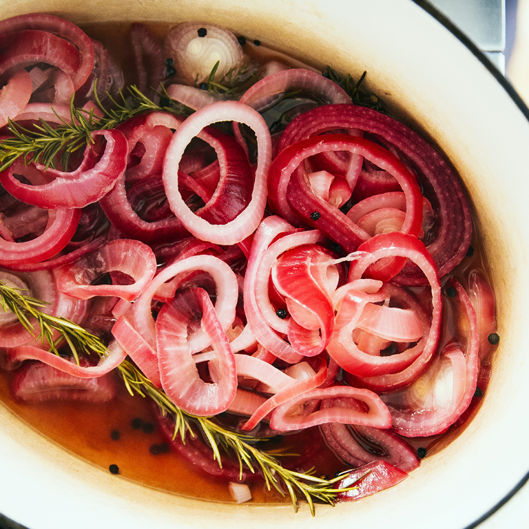 Red Onion Pickles with Peppercorns