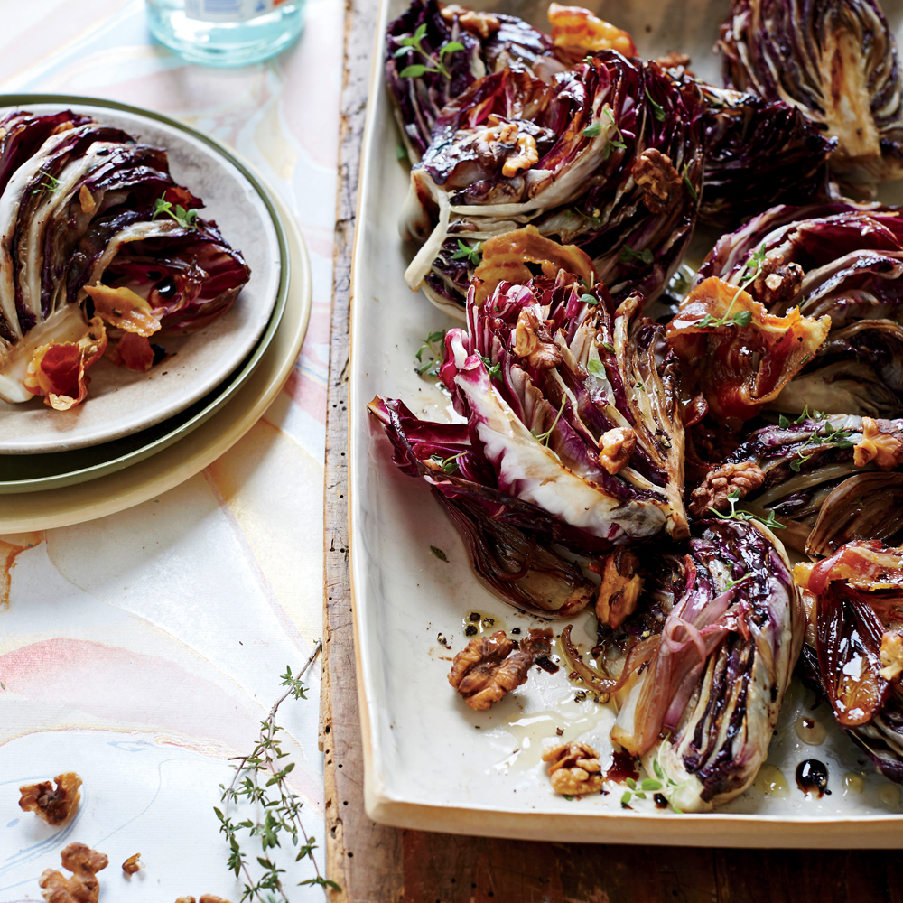 Roasted Balsamic Radicchio with Pancetta and Walnuts 