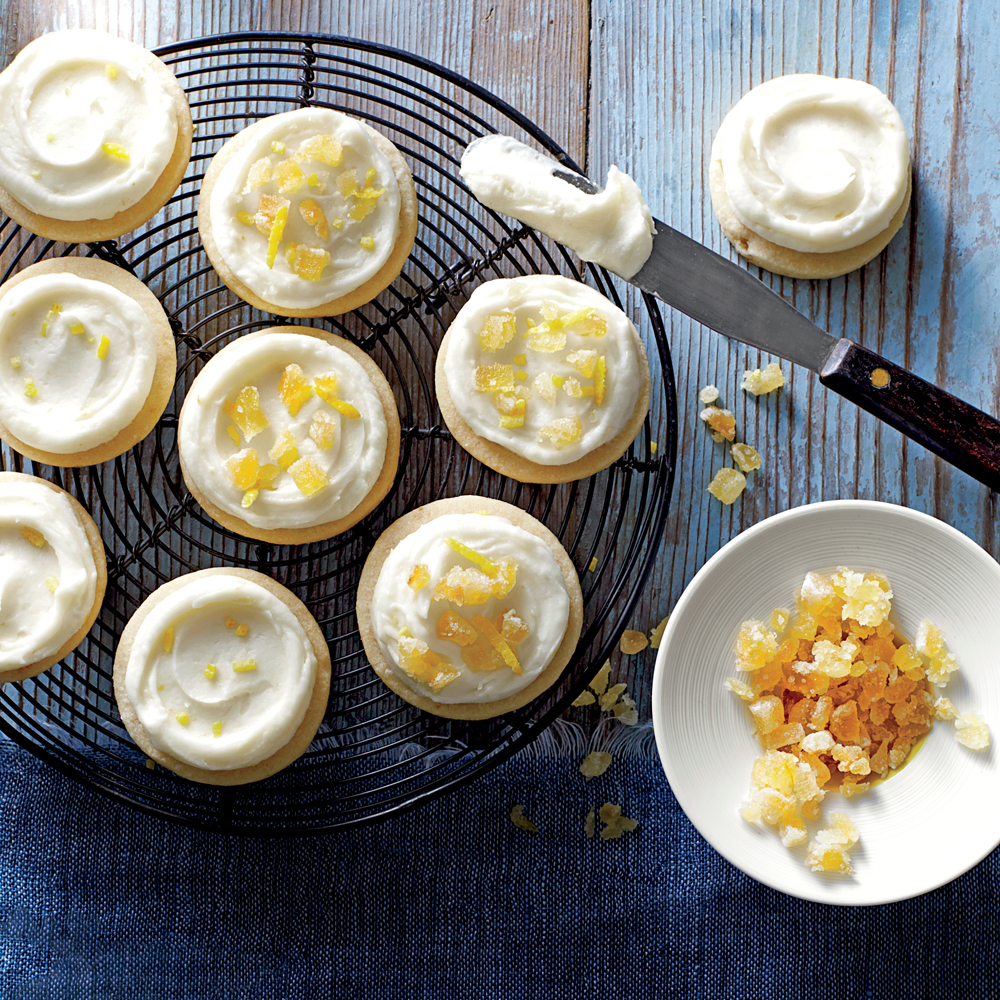 Ginger Shortbread Cookies with Lemon-Cream Cheese Frosting