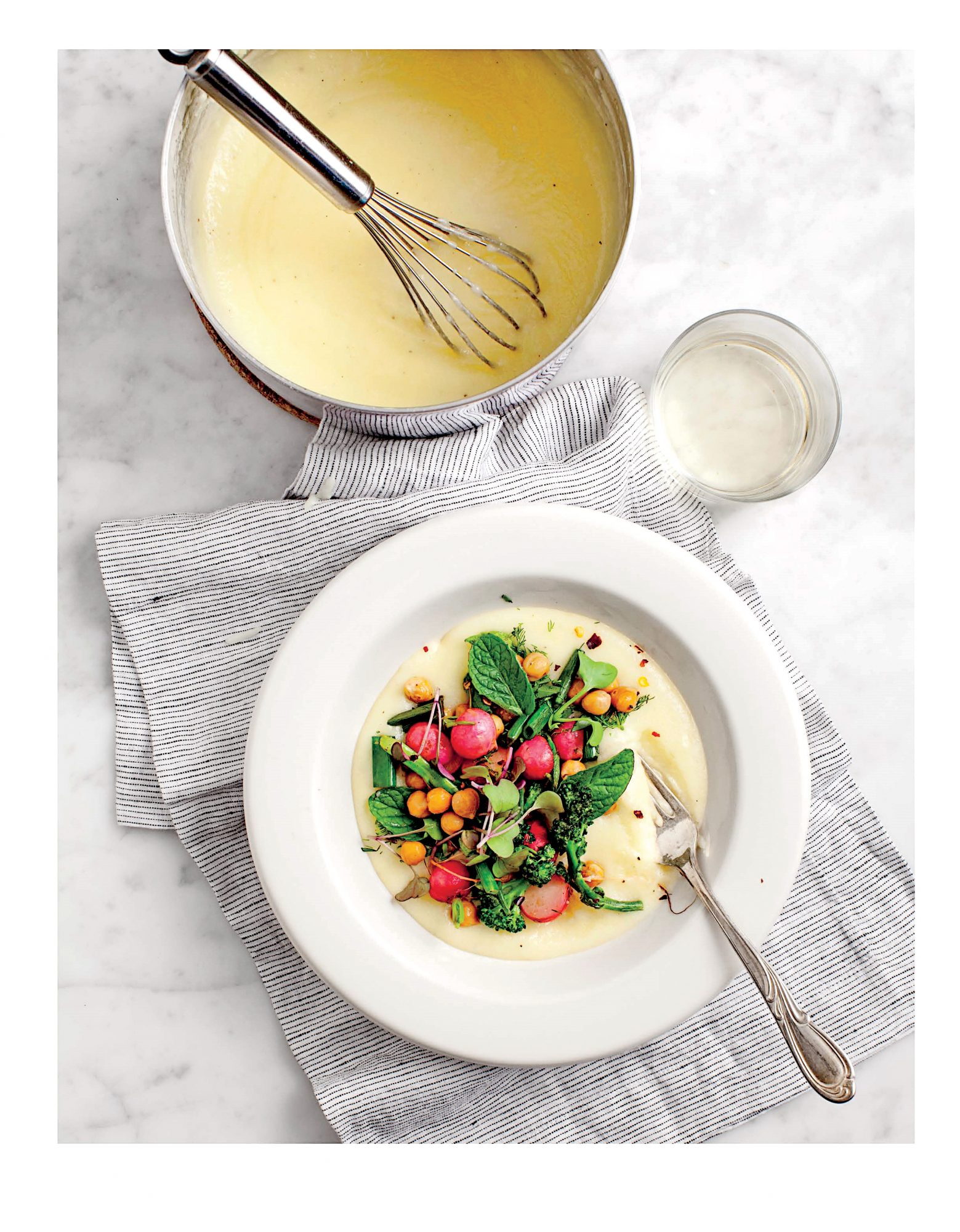 Spring Polenta with Radishes and Garlic Scapes