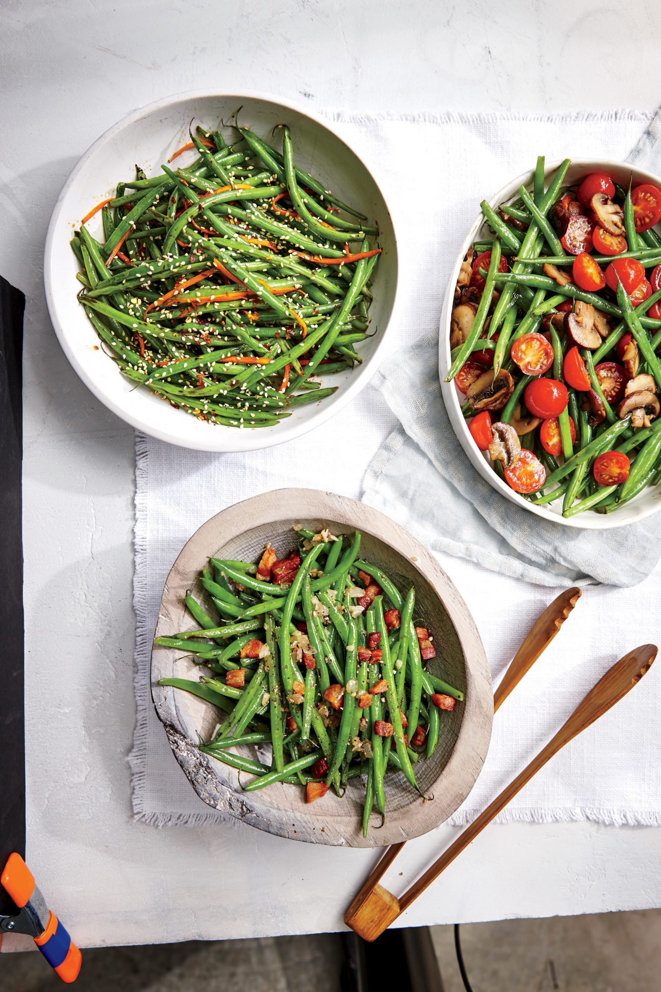 Haricots Verts with Cherry Tomatoes and Mushrooms