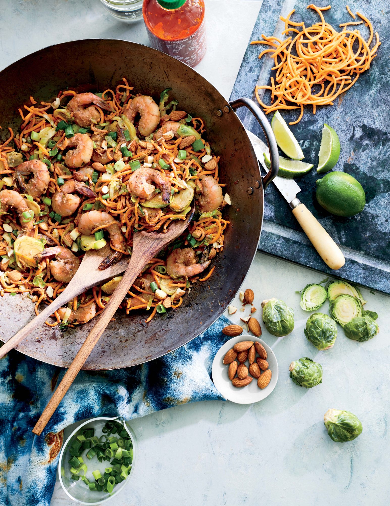 Sweet Potato Noodles with Shrimp and Thai-Style Almond