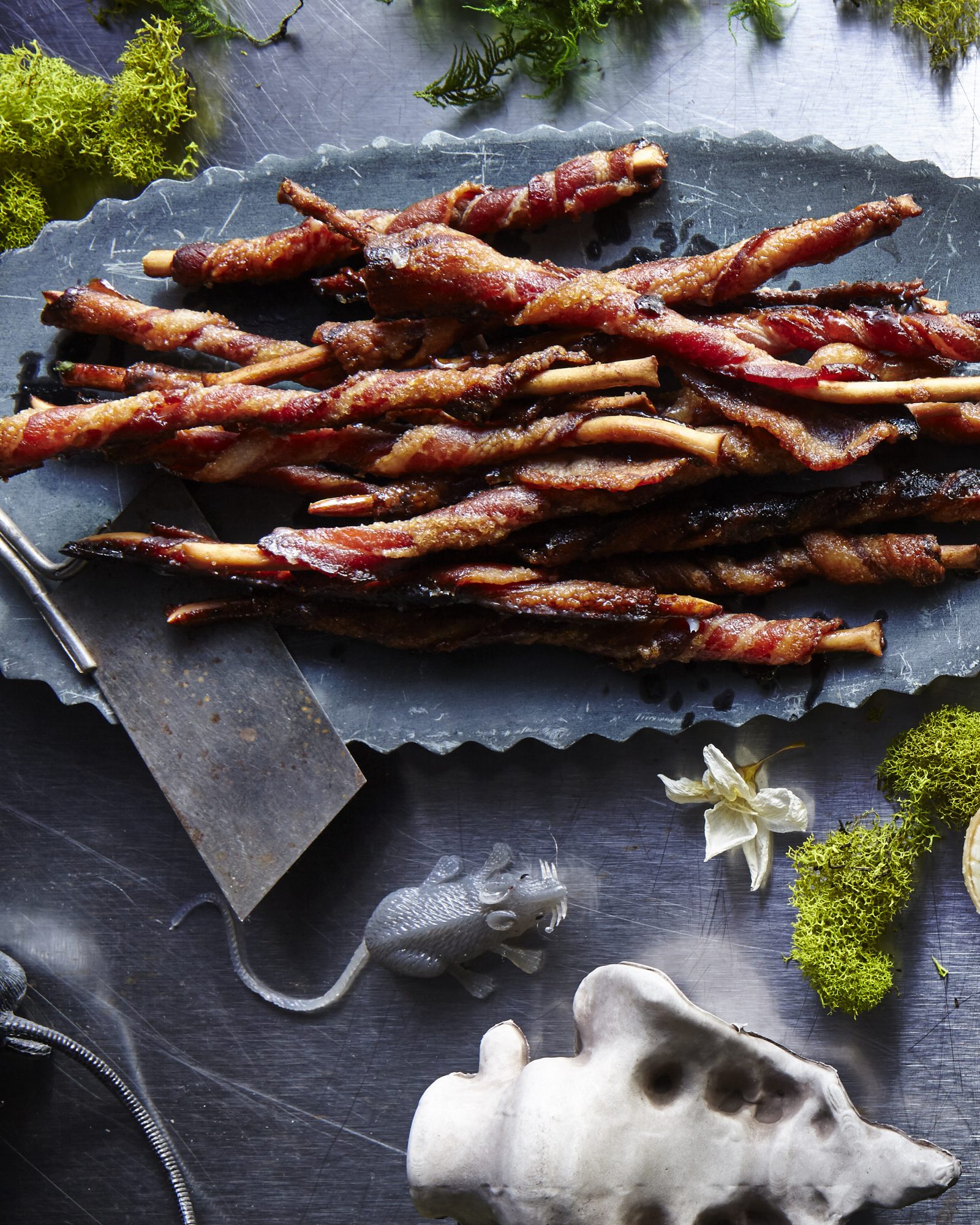 Candied Bacon Sticks with Garlic Butter Drizzle