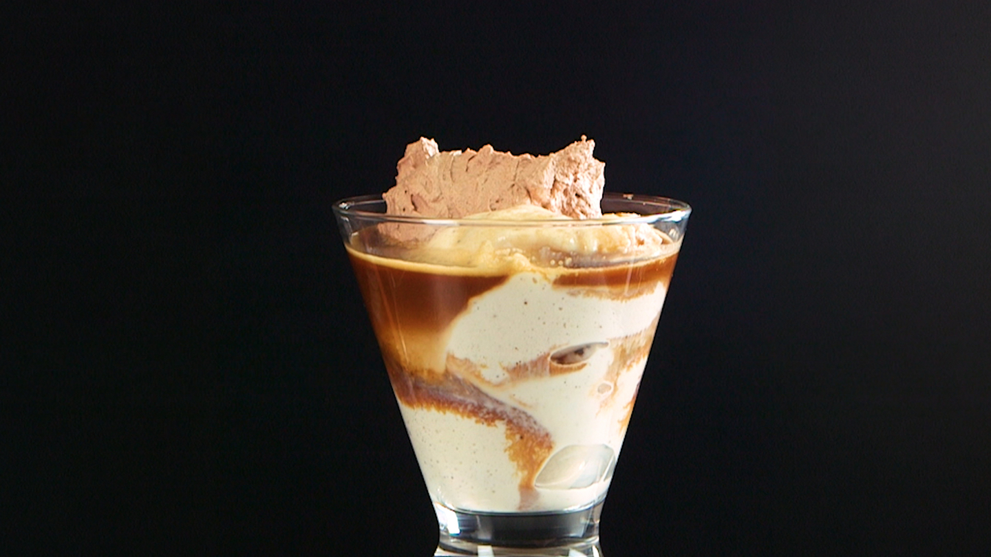 Coffee Liqueur Affogato with Chocolate Whipped Cream