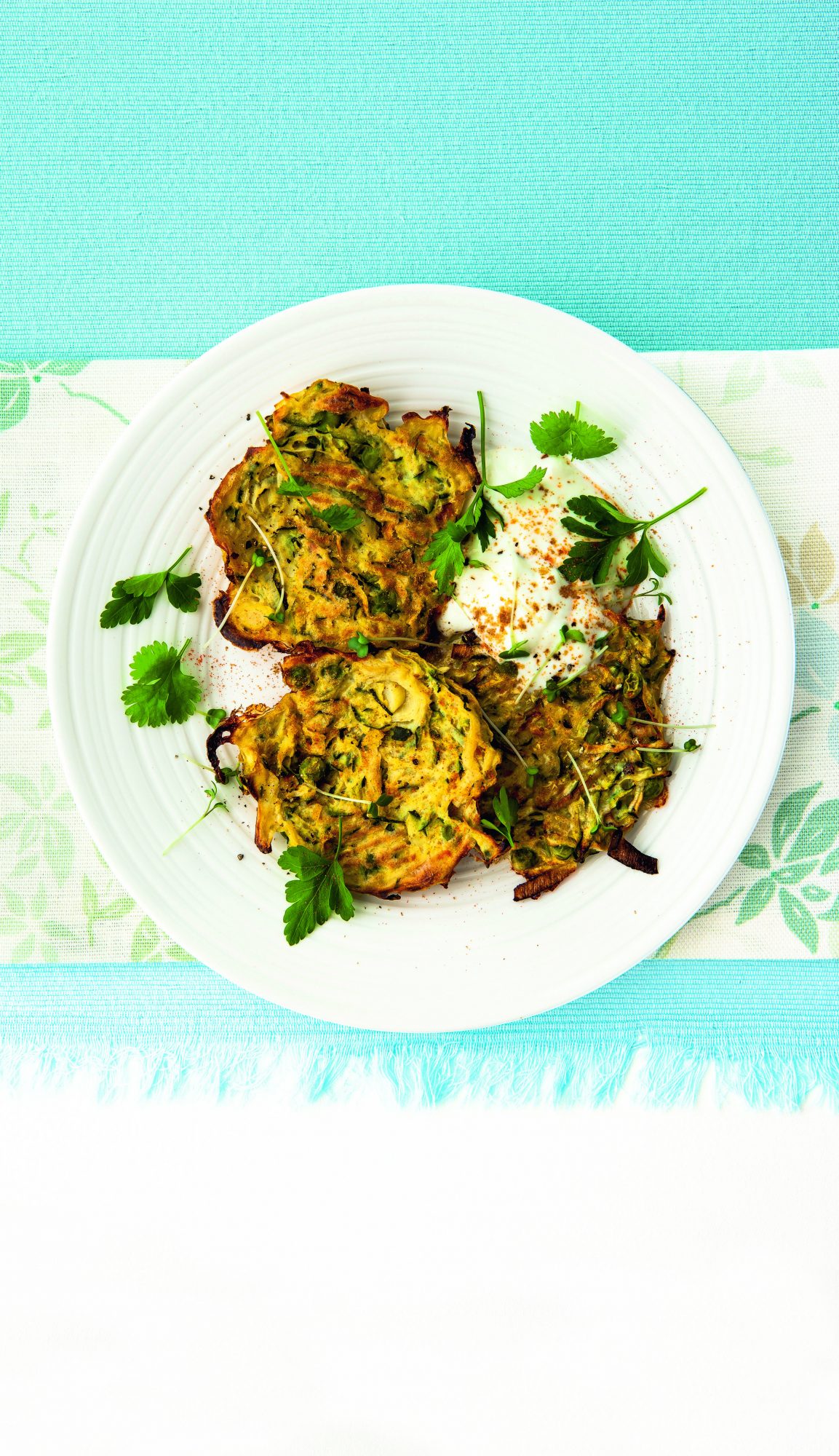 Spiced Zucchini, Leek and Pea Fritters