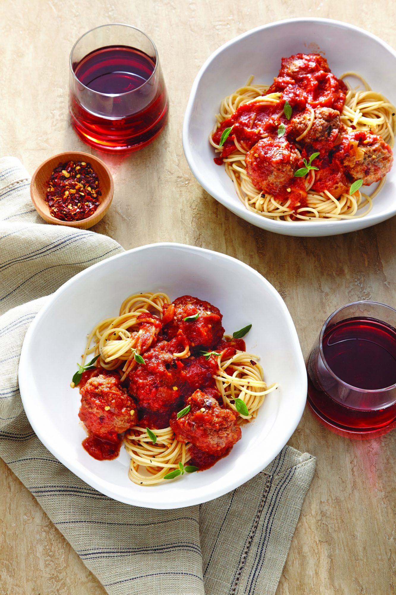 Spaghetti and Meatballs with Red Wine