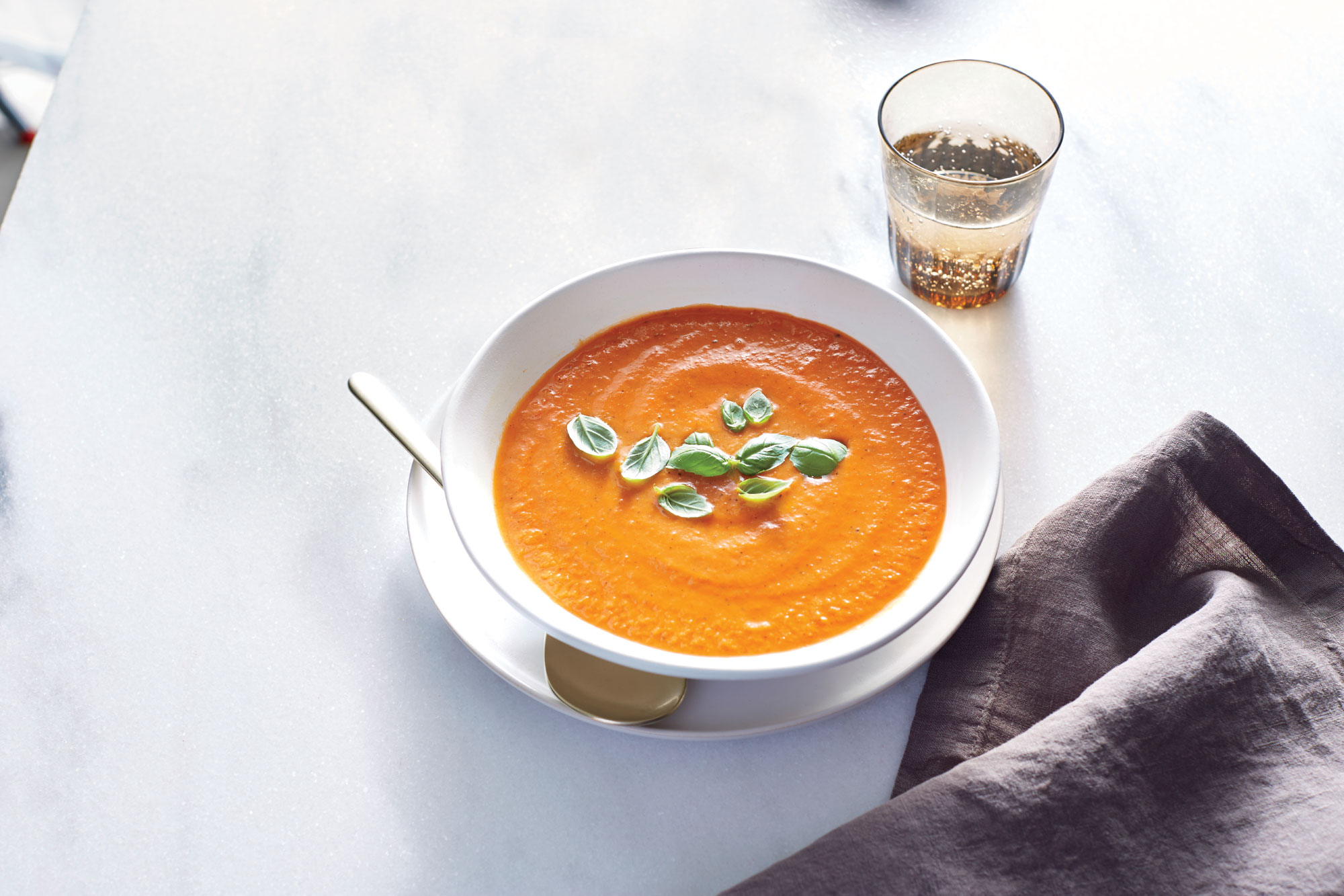 Fire-Roasted Tomato-Basil Soup 