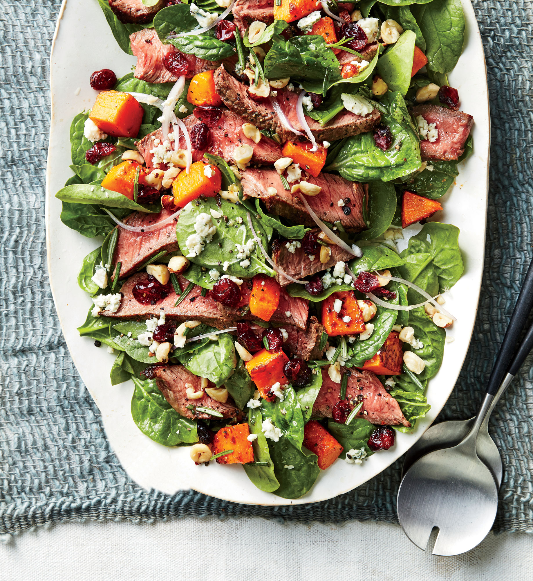 Steak Salad with Butternut Squash and Cranberries 