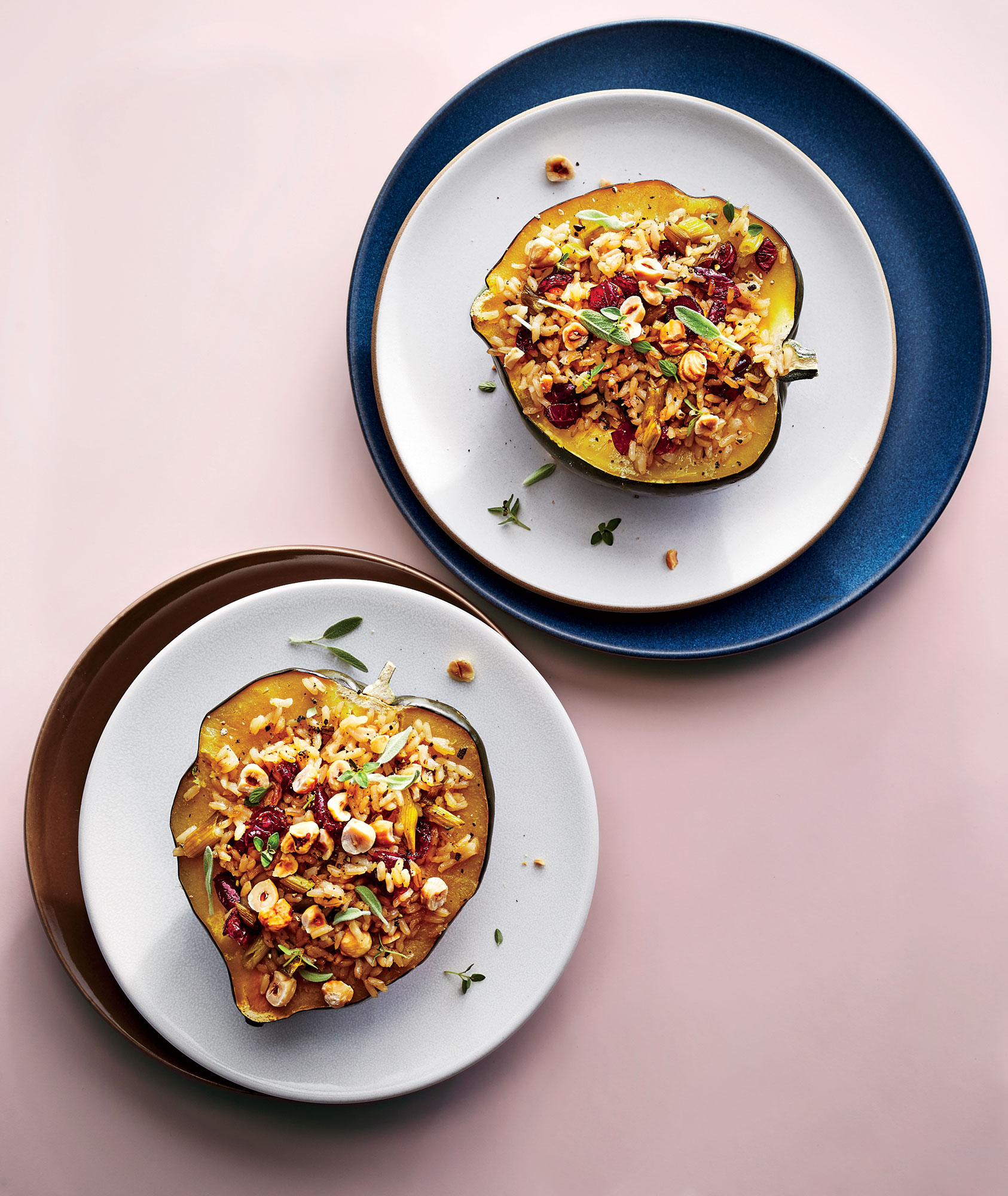 Acorn Squash with Sage-Cranberry Rice Stuffing 