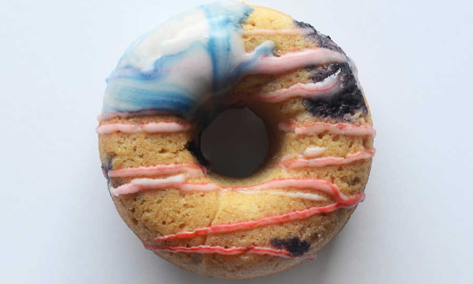 EC: Red, White, and Blueberry Doughnuts with Tie-Dye Glaze