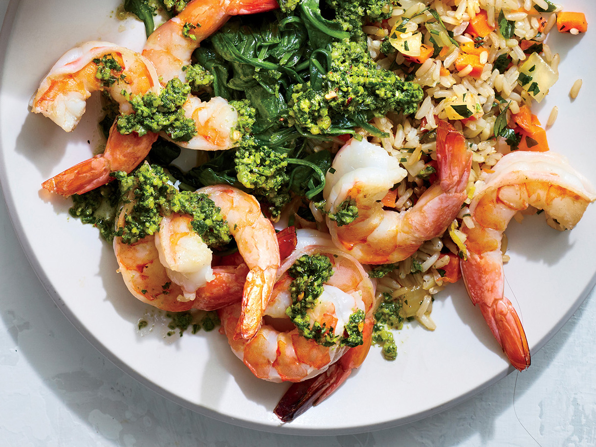 Pan-Seared Shrimp with Walnut and Herb Gremolata