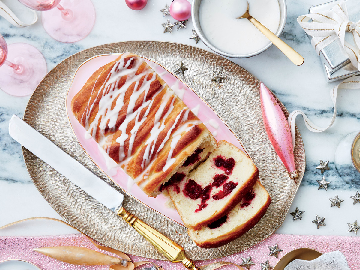 Cranberry Pull-Apart Bread with Orange-Cream Cheese Icing