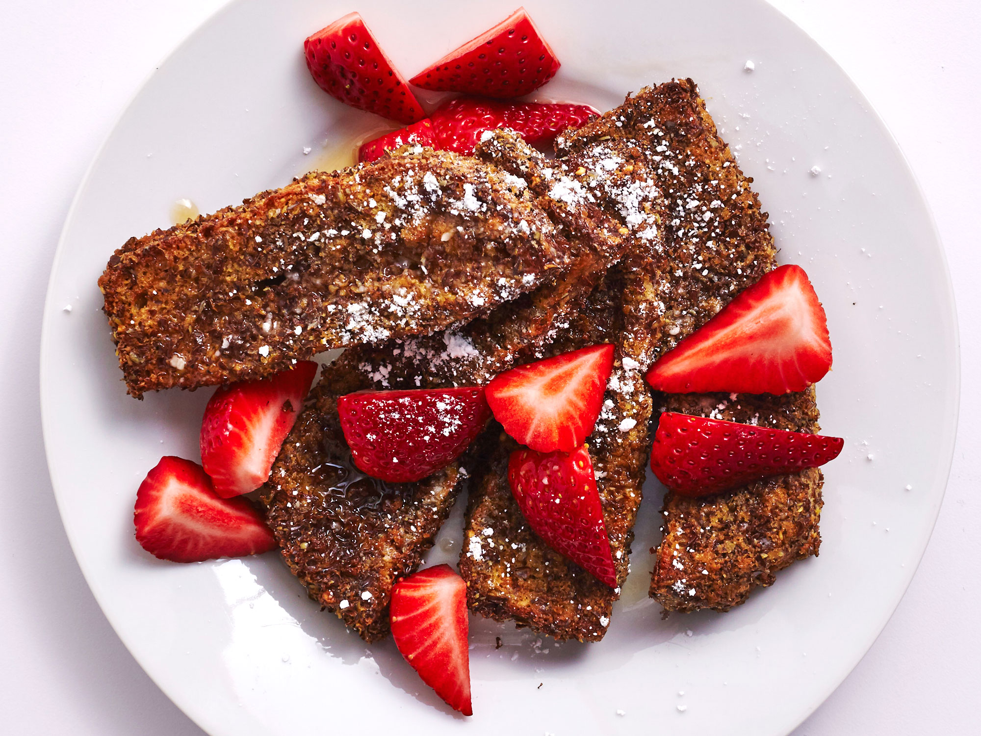 Air-Fried Flax Seed French Toast Sticks With Berries