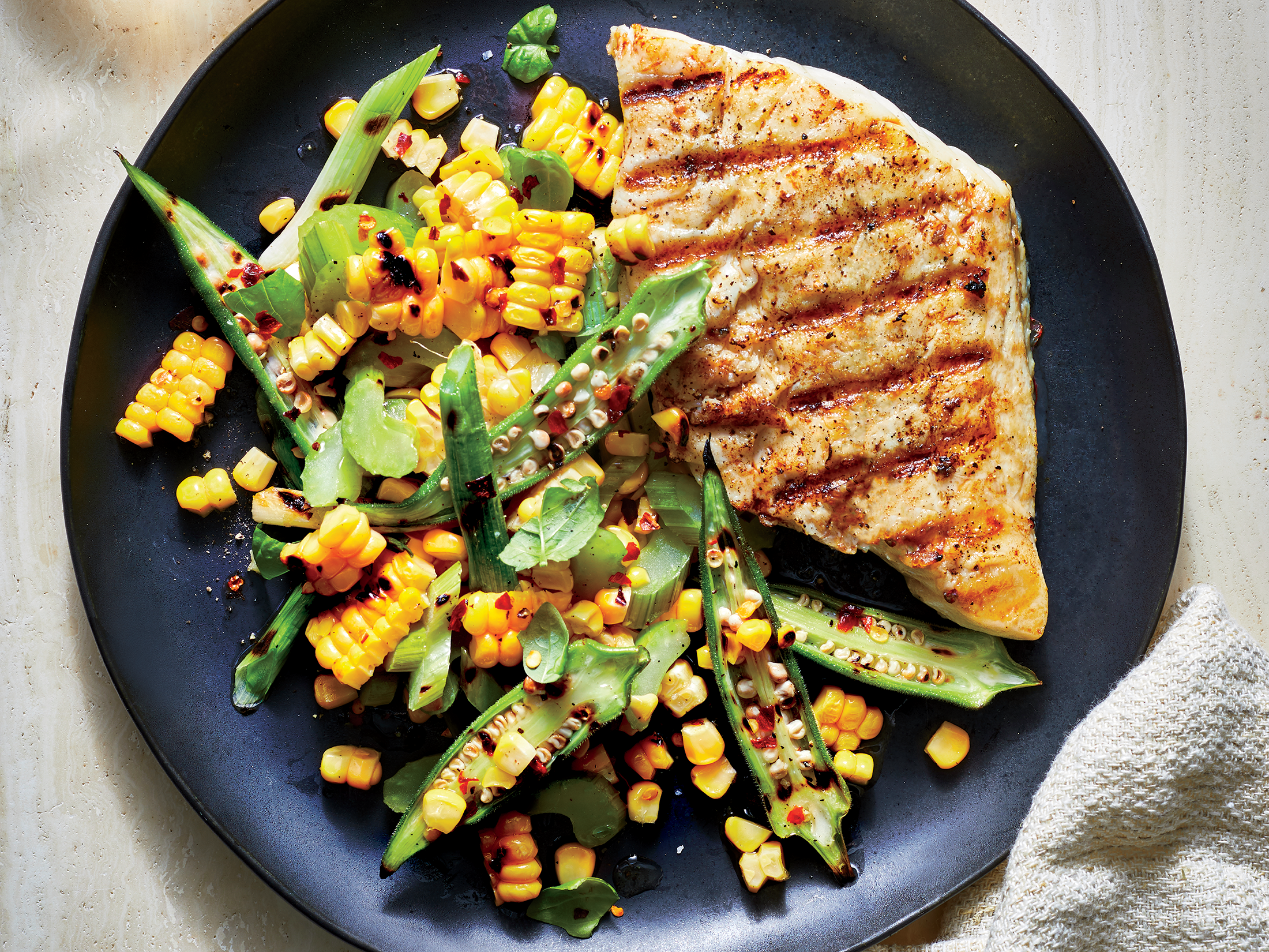 Snapper with Corn-Okra Relish