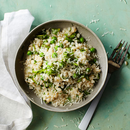 Herb Barley Risotto with Peas and Arugula