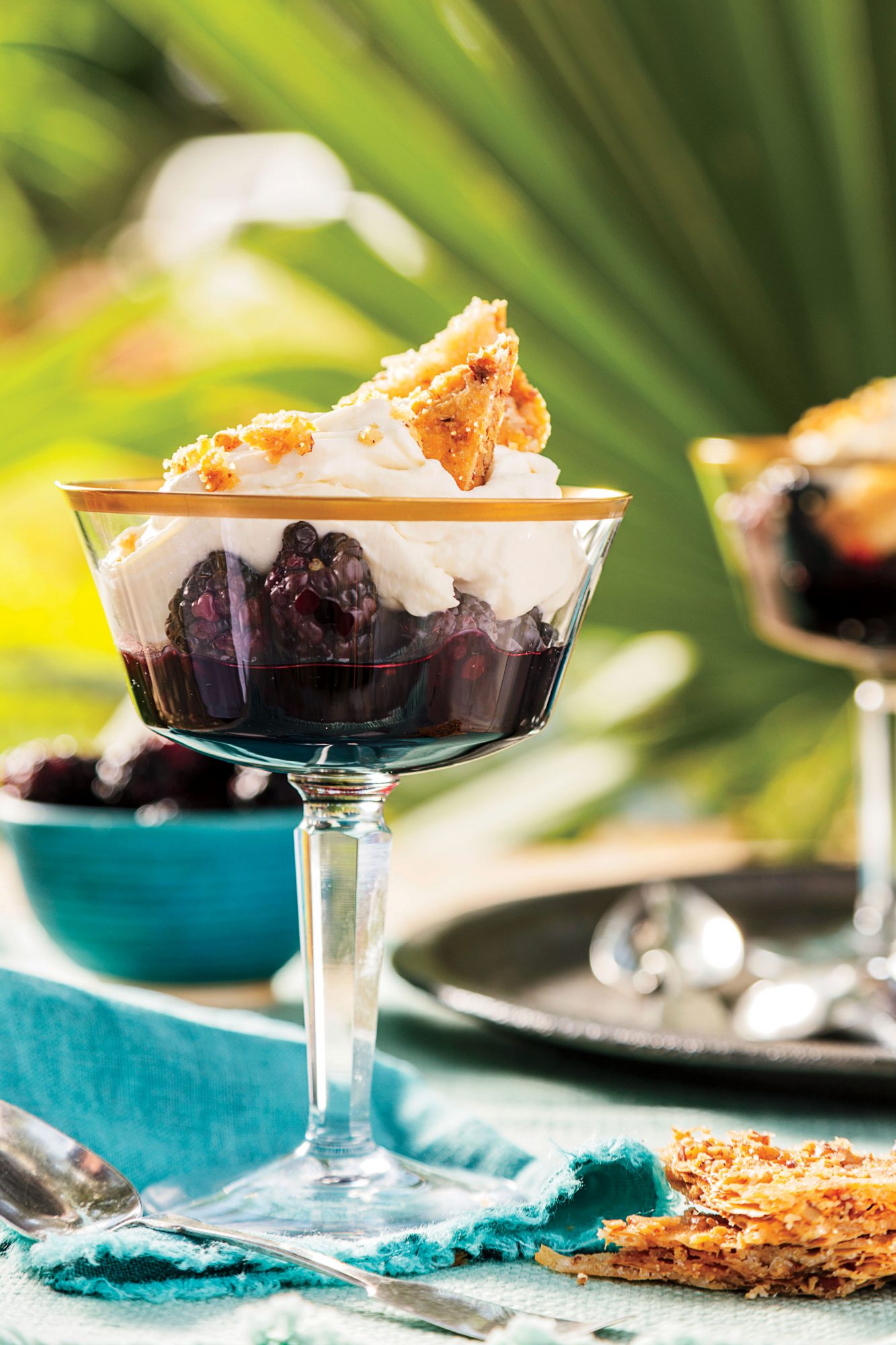 Blackberry Trifles with Pecan Feuilletage and Mascarpone-Cane Syrup Mousse