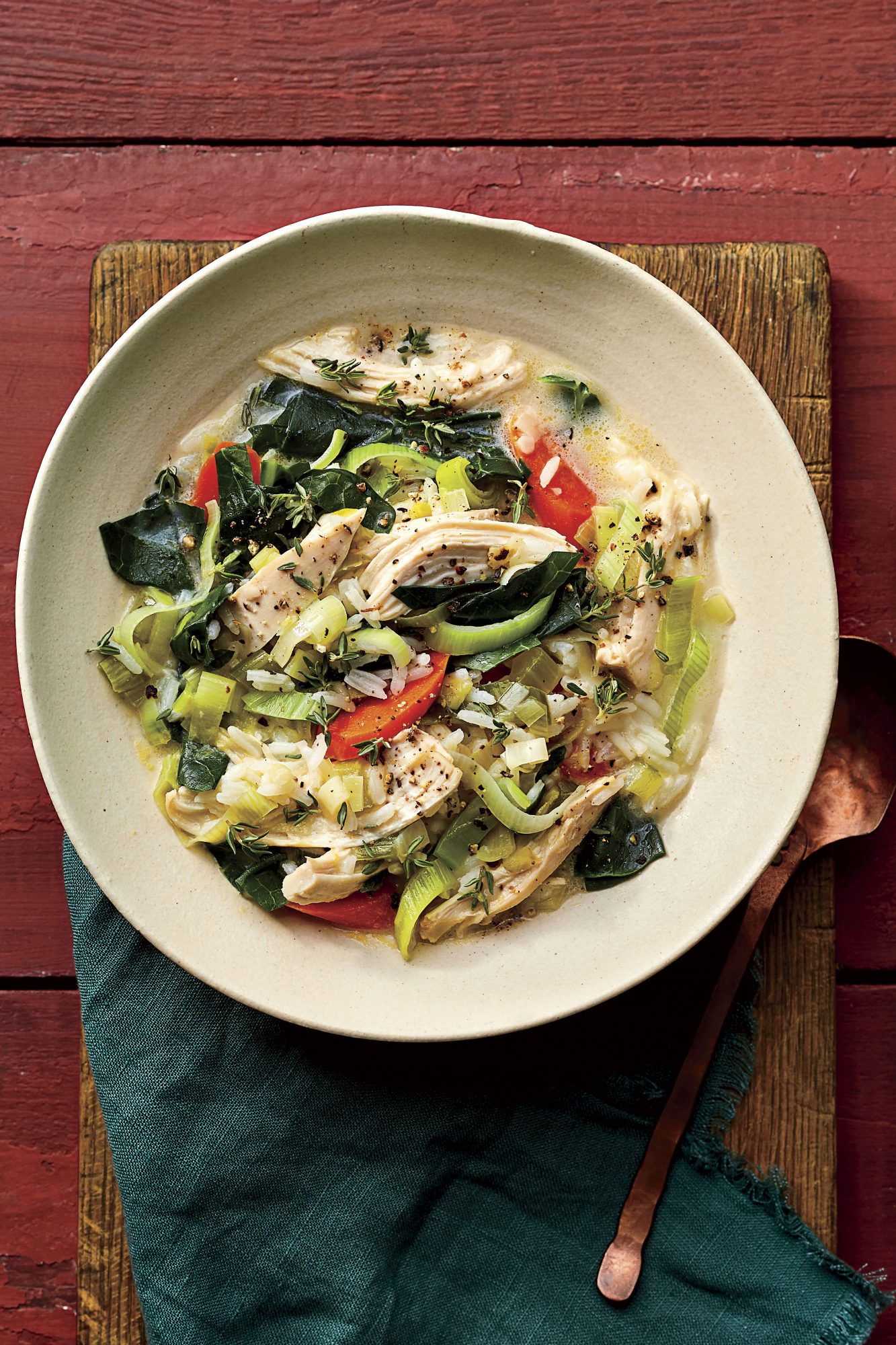 Creamy Chicken-and-Rice Soup with Collard Greens