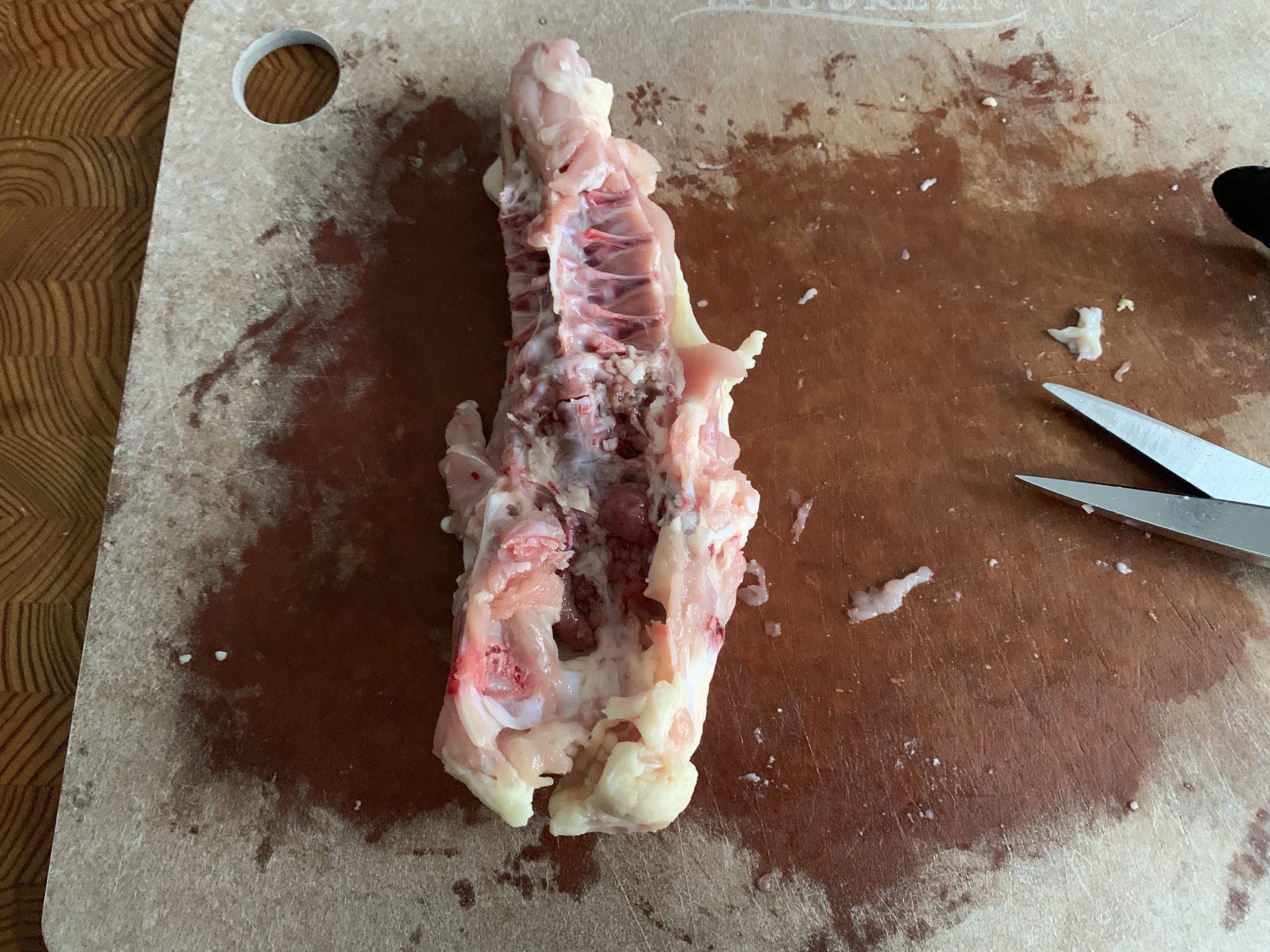 Cutting Chicken spine