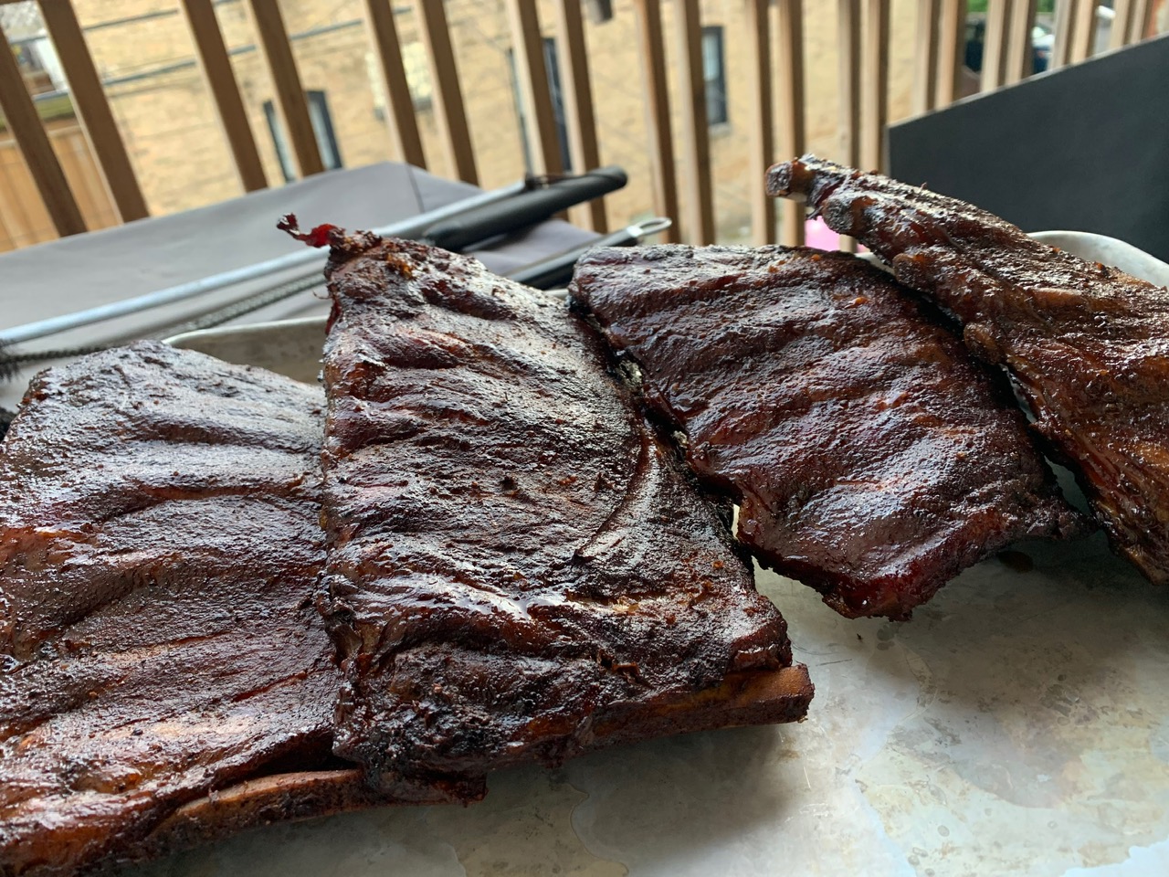 finished ribs outside