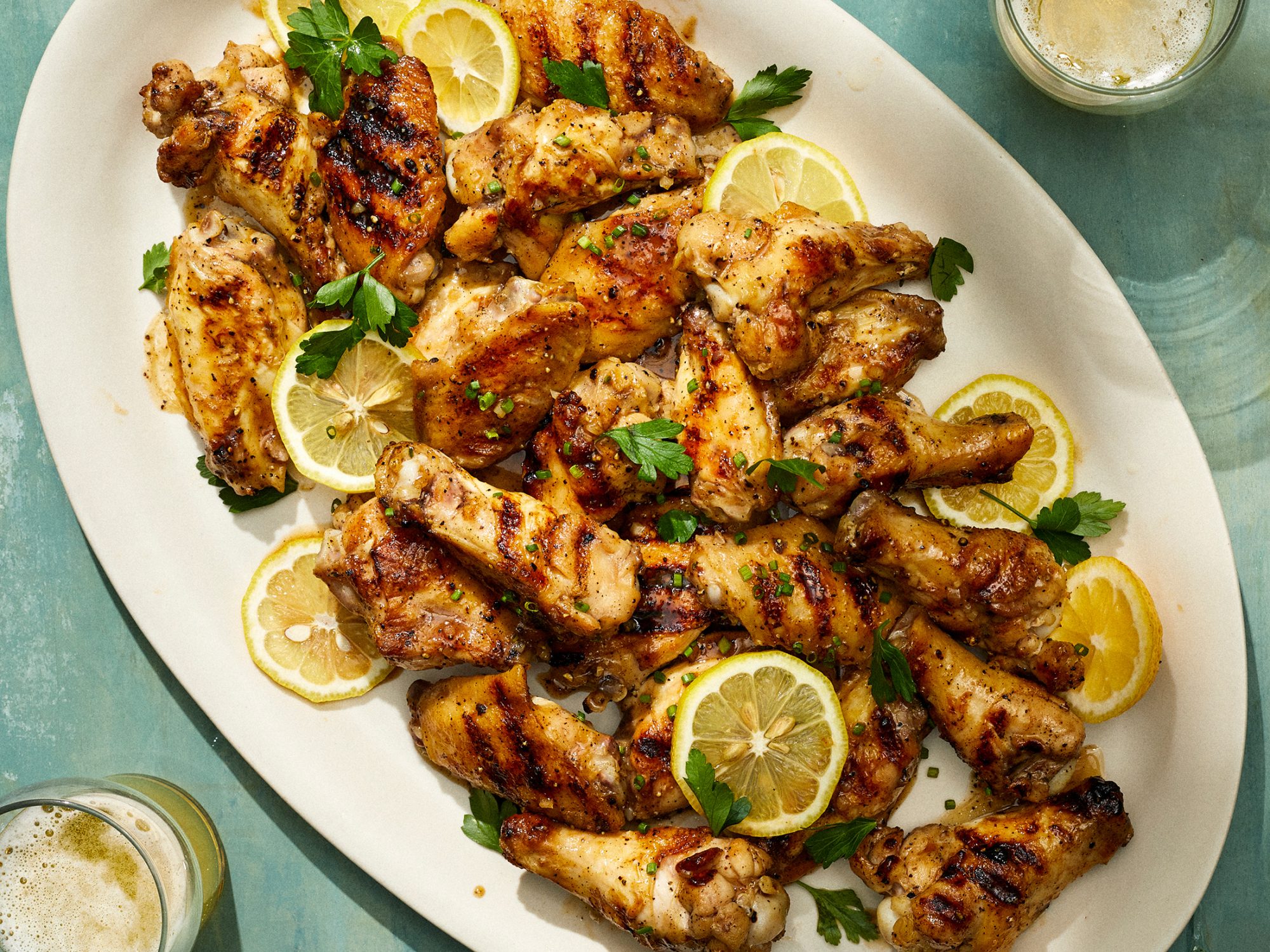 Grilled Wings with Lemon-Pepper Sauce image