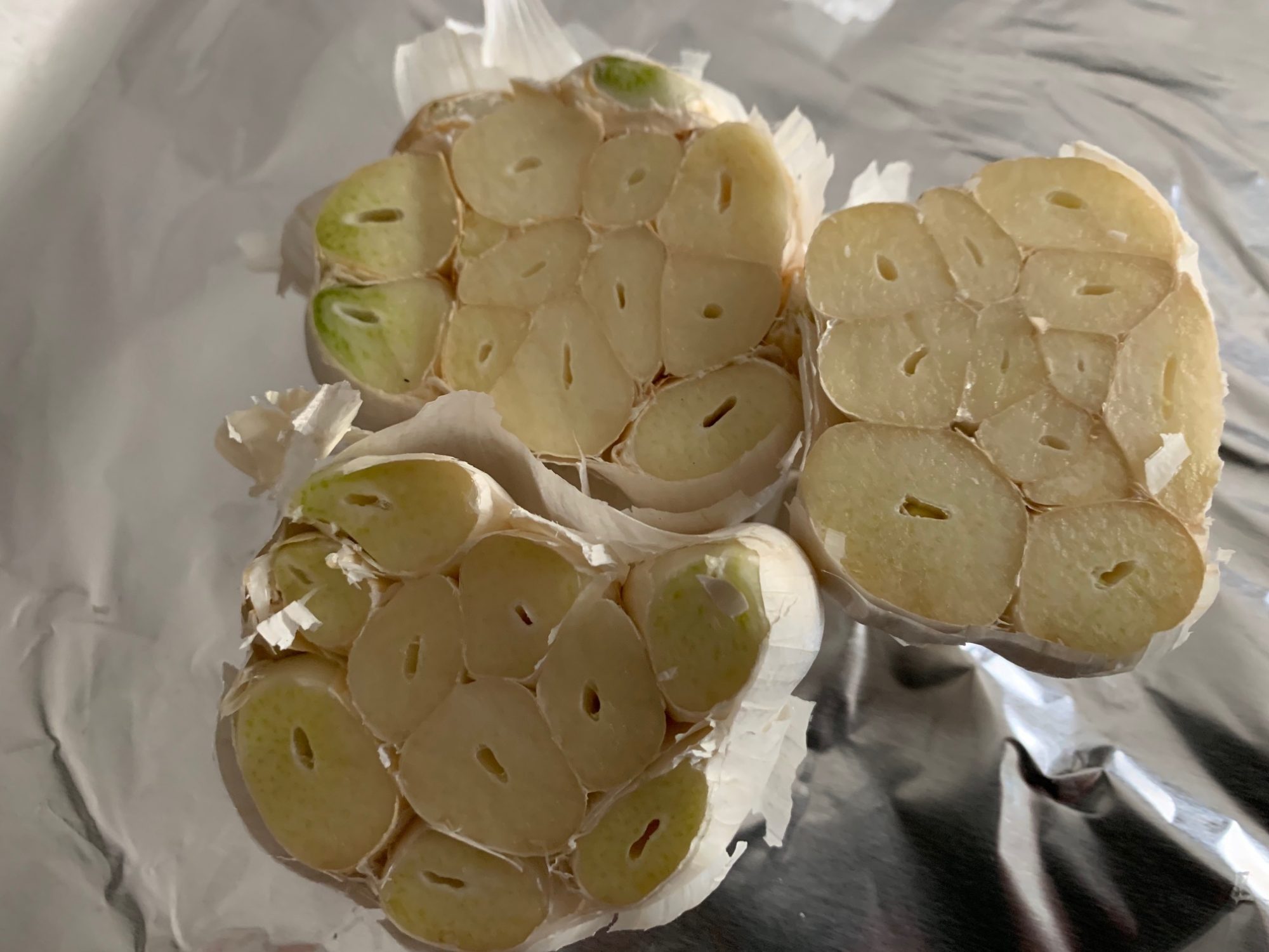 cut garlic heads