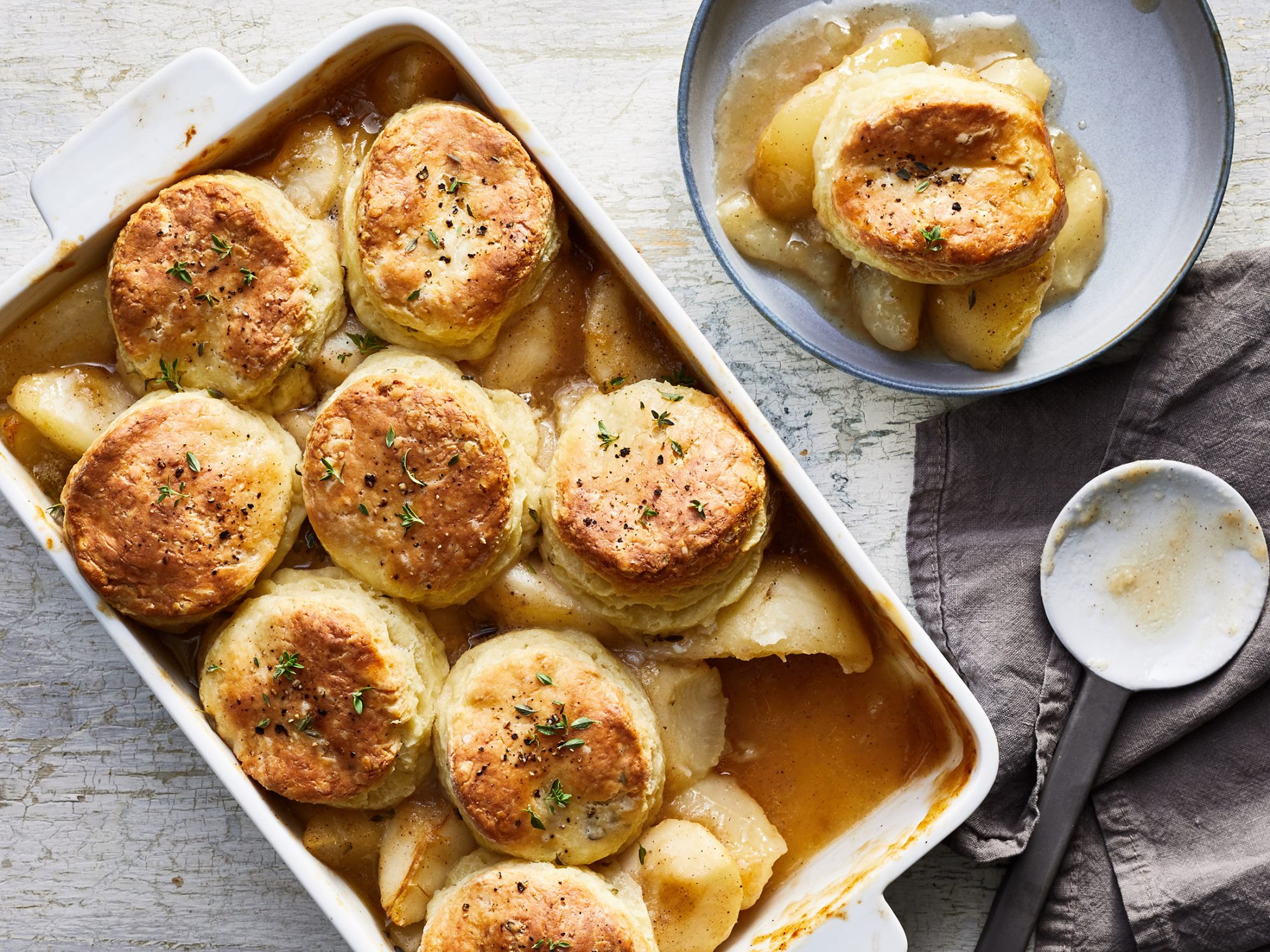 Spiced Pear Cobbler with Ricotta-Thyme Biscuits