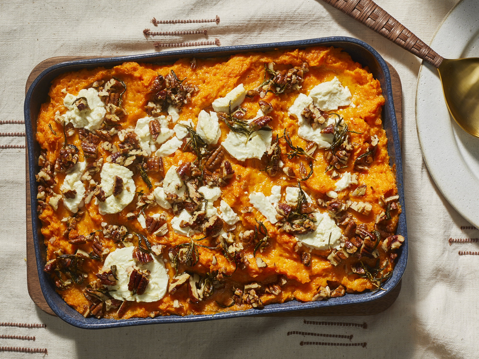 Sweet Potato Casserole with Rosemary and Goat Cheese 