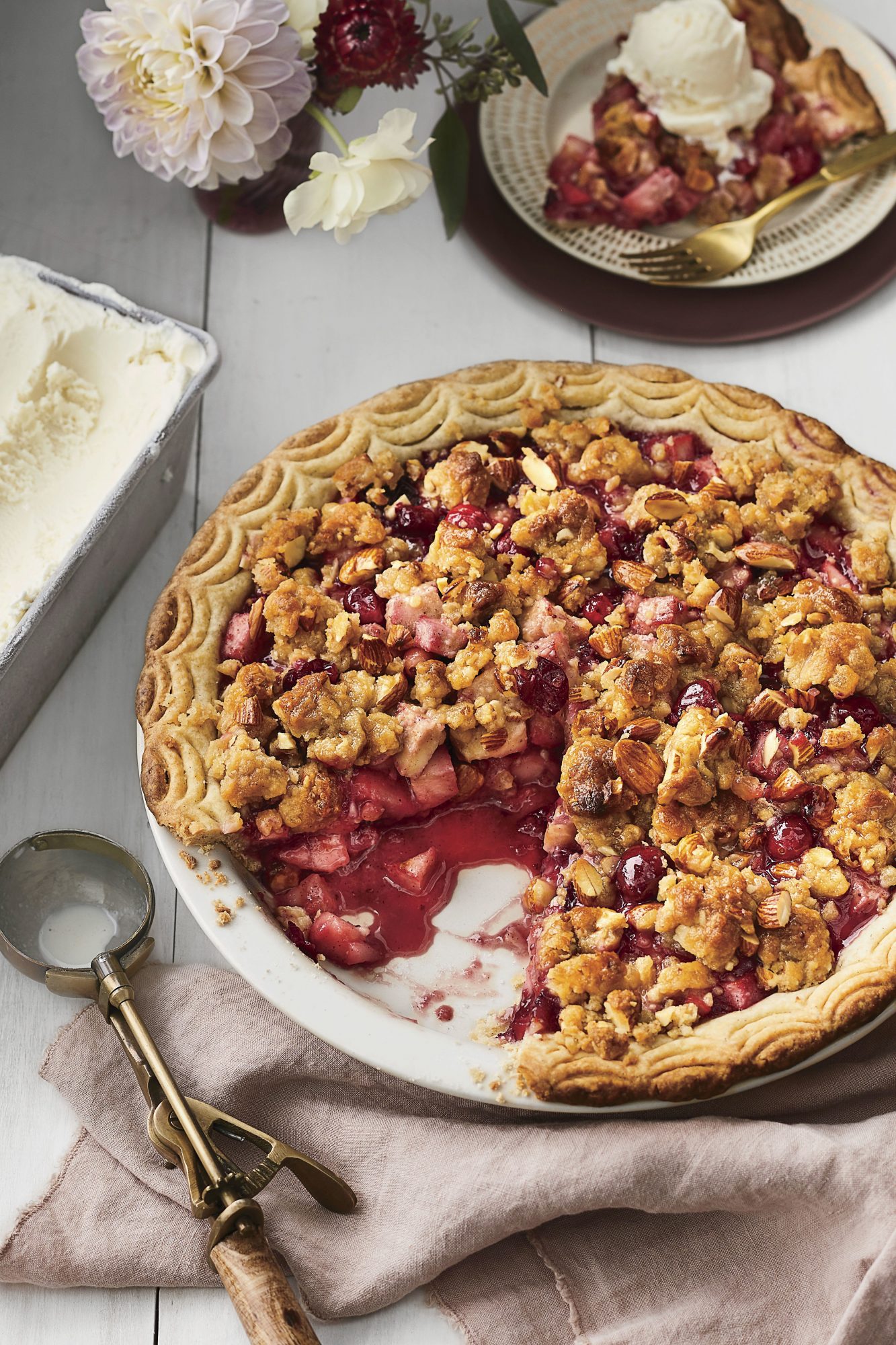 Pear-Cranberry Pie with Ginger-Almond Streusel