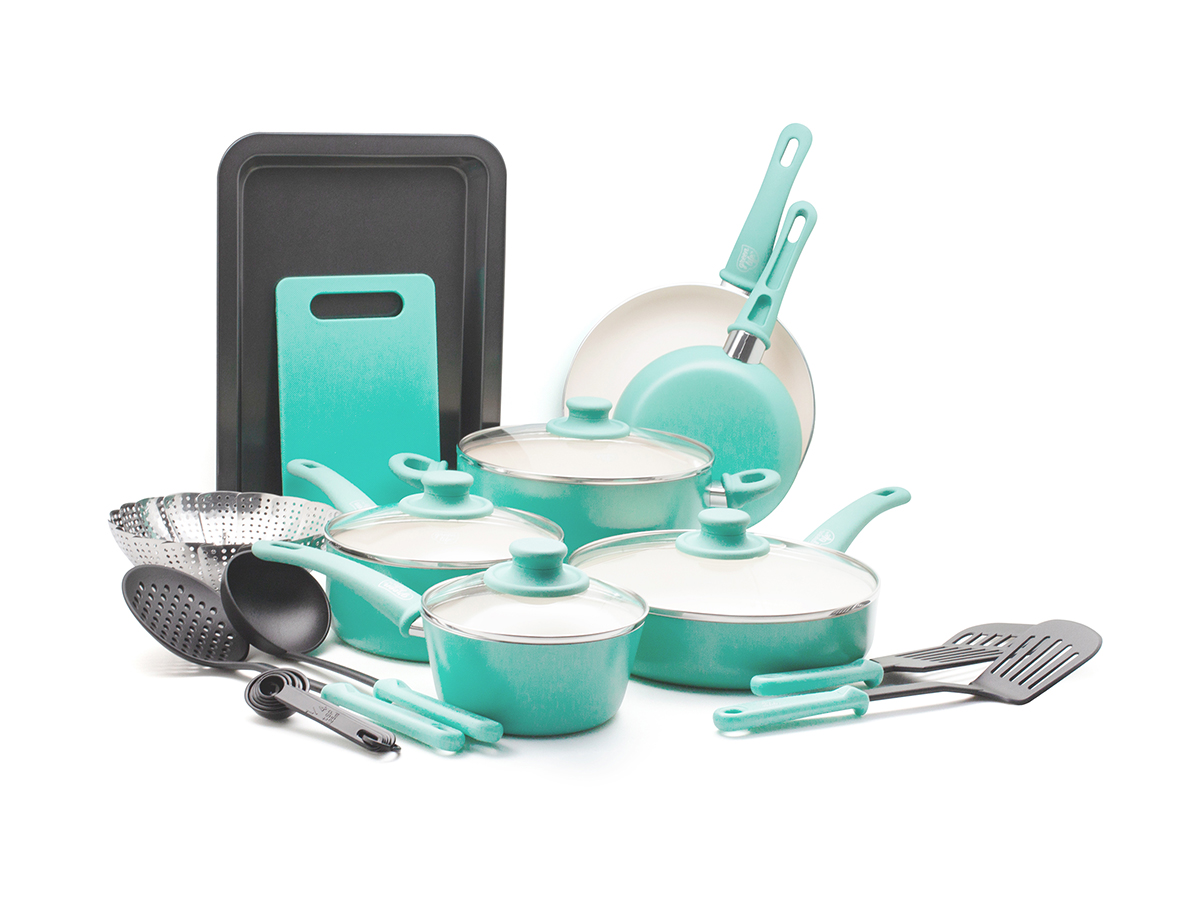 GreenLife 18-Piece Soft Grip Toxin-Free Healthy Ceramic Non-stick Cookware Set