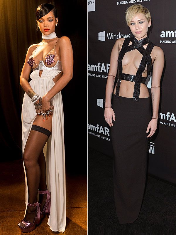 Rihanna boobs, Miley Cyrus boobs