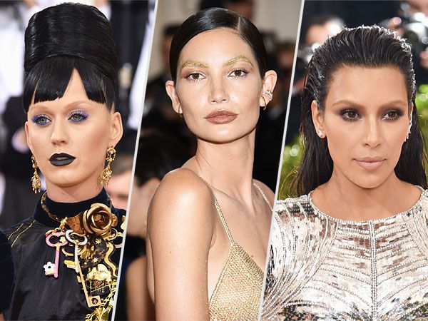 Met Gala 2016 Kim kardashian, Katy Perry, Lily Aldridge no eyebrows