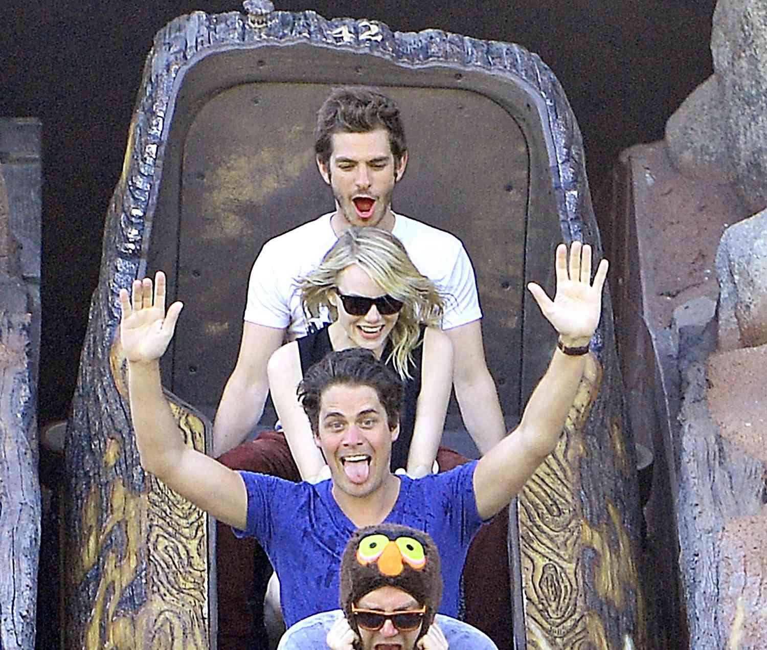 EXCLUSIVE: Andrew Garfield Enjoys His Birthday At Disneyland With Girlfriend Emma Stone.